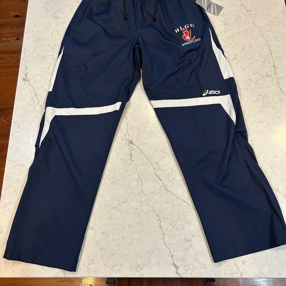 Asics Navy Track Pants with White Accents